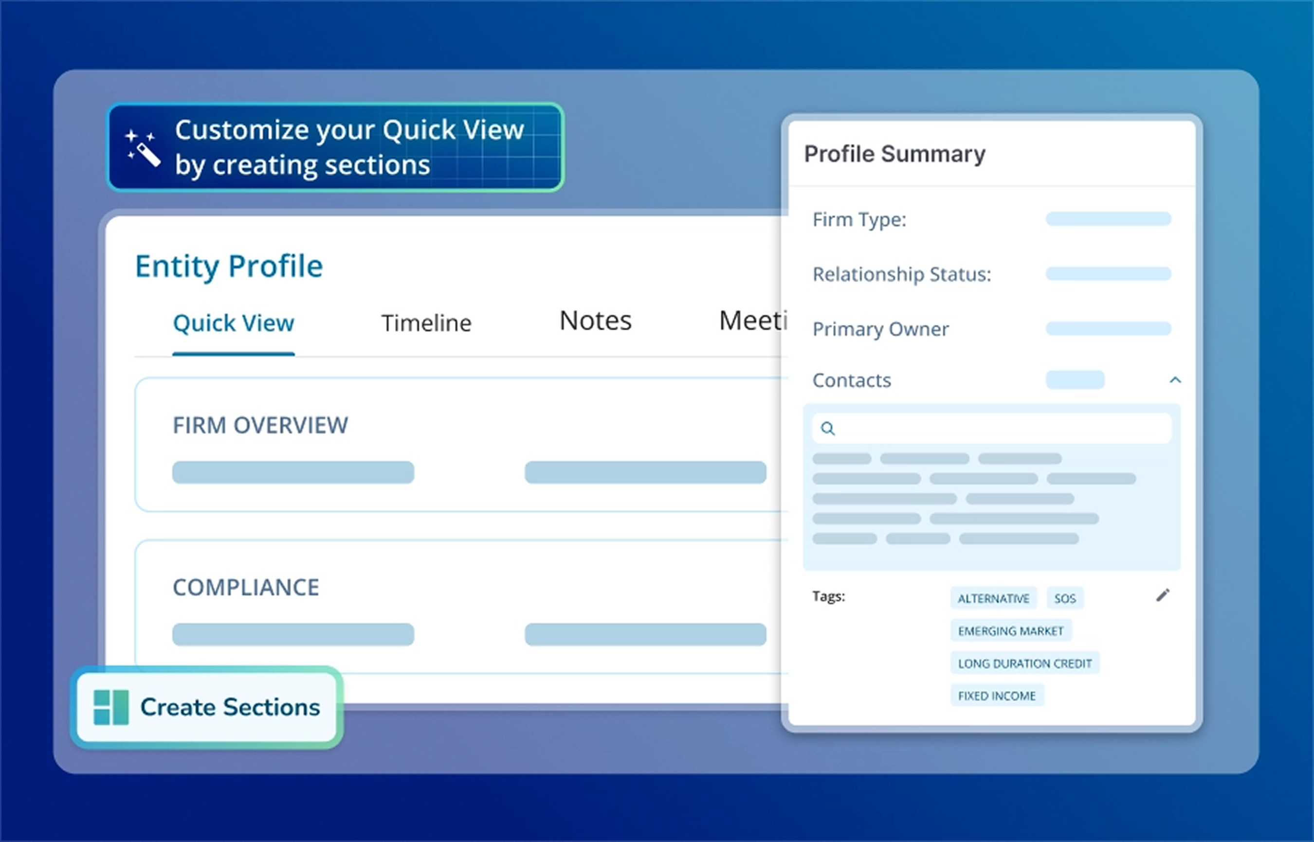 Entity Profile redesign showing investor data layout